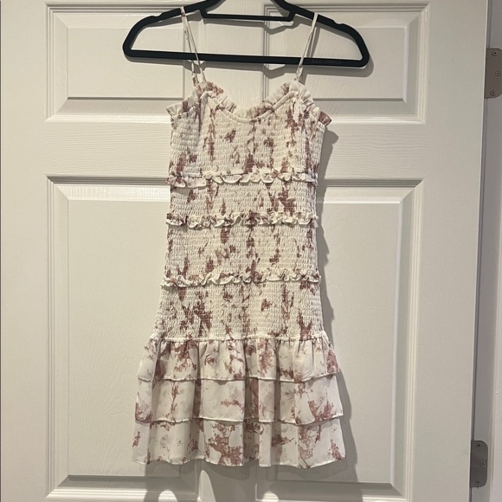 Storia Cream and Pink Ruffle Dress Size S